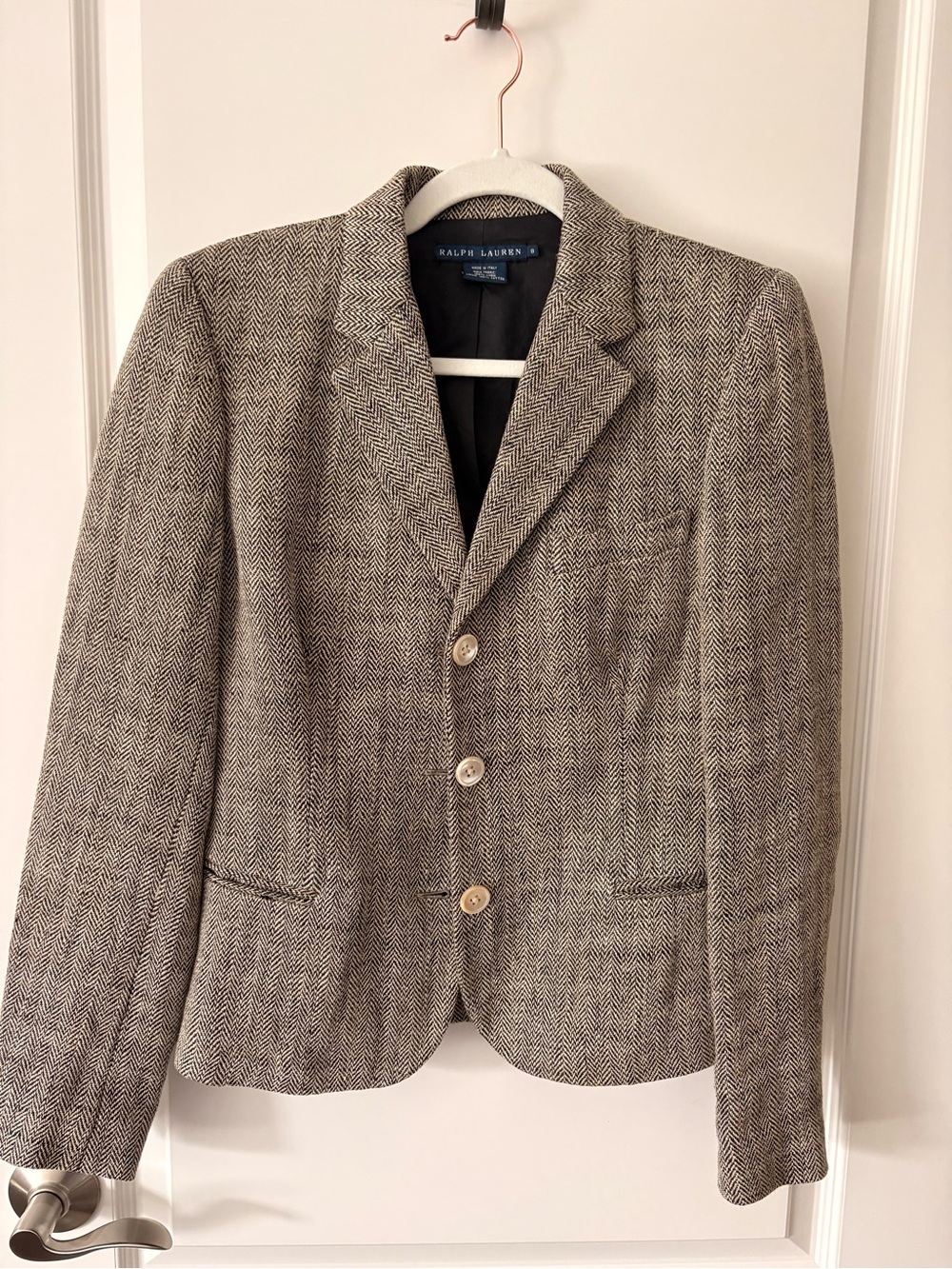 Ralph Lauren Herringbone Sport Coat in Taupe and Ivory